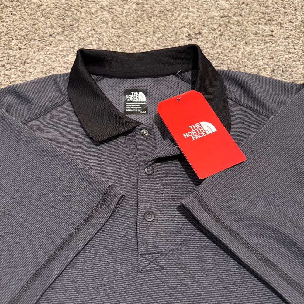 The North Face Pique Polo Shirt NWT Mens Medium Charcoal Black